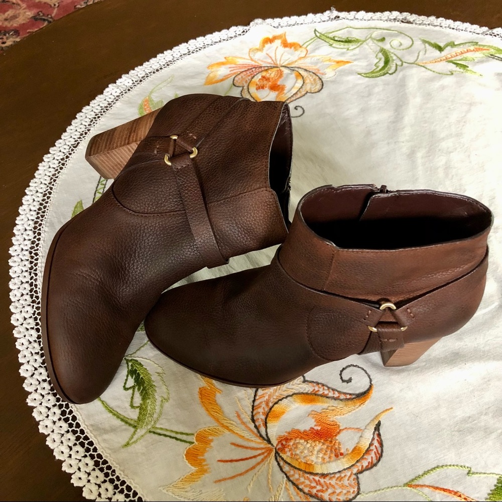 Cole Haan Calista Leather Ankle Boots. Harness Strap.Chocolate Brown. Size 10 - Picture 2 of 12